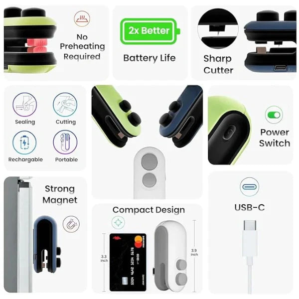 Portable Mini Sealer | No Preheating Needed | Airtight Seal